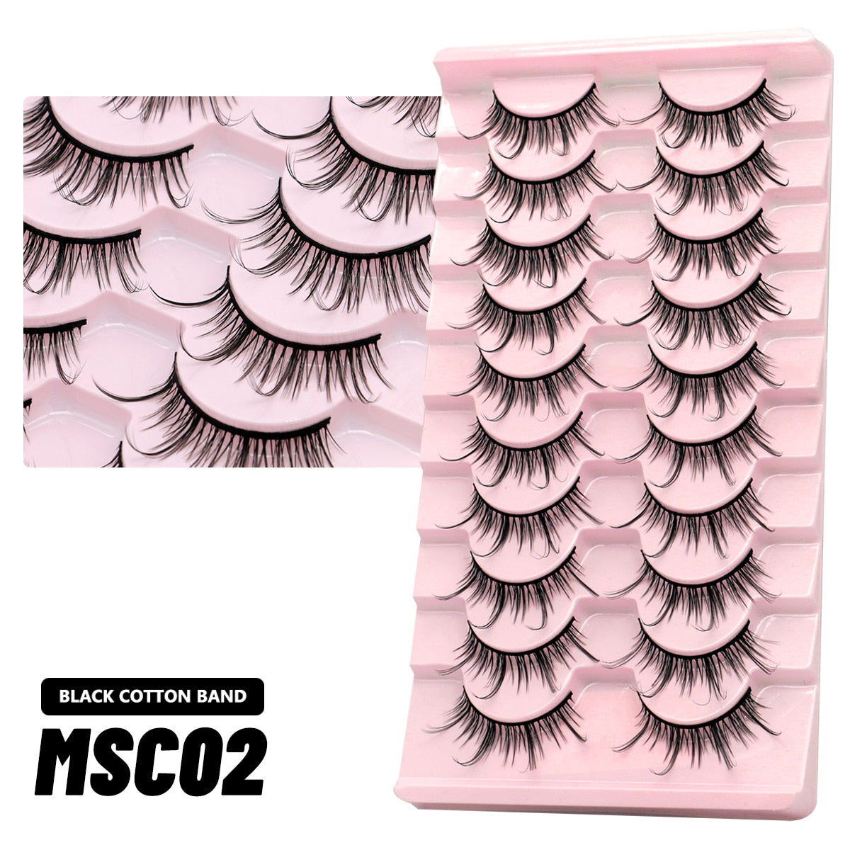 5/10 Pairs Natural False Eyelashes Manga Lashes Fluffy Soft Wispy Cosplay Lash Extension Faux Eyelashes