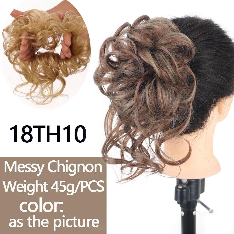 Synthetic Messy Chignon Donut Hair Bun Scrunchies Elastic Hair Rope Rubber Band Curly Hairpiece Black Brown False Hair