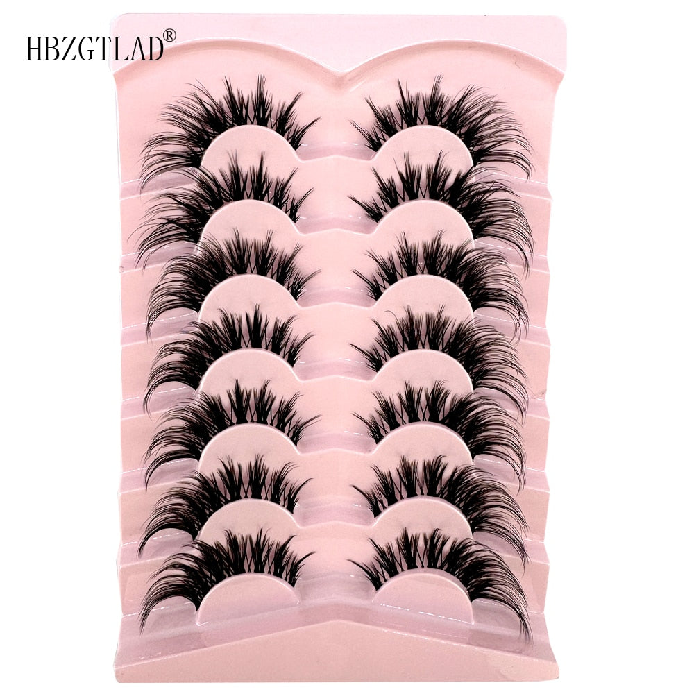 7Pairs Lashes manga Lashes 3D Clear Band Lashes Natural Look Wispy Mink Eyelashes Fluffy Cat Eye Lashes Pack Fake Eyelashes