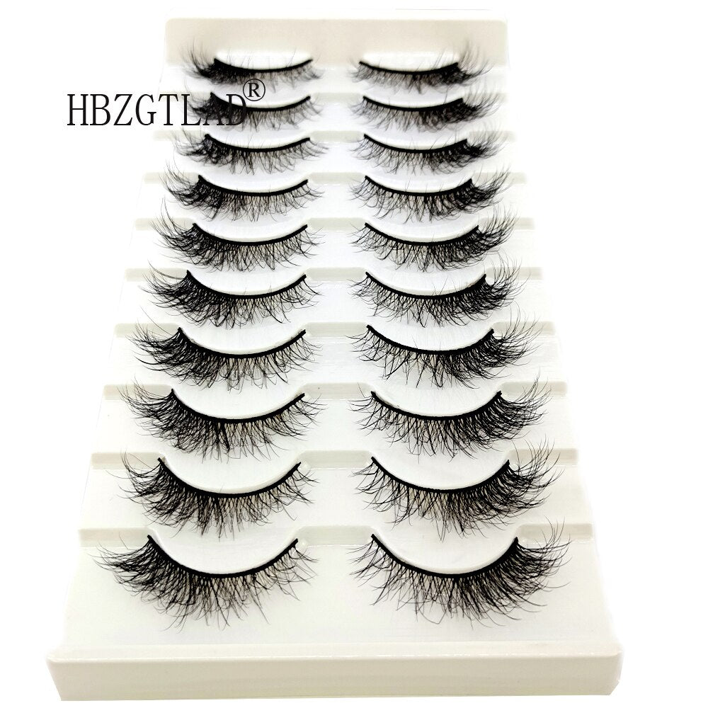 10Pairs Natural Long 3D Mink Lashes Soft Short Faux Cils Handmade Fake Lashes Eyelash Extension