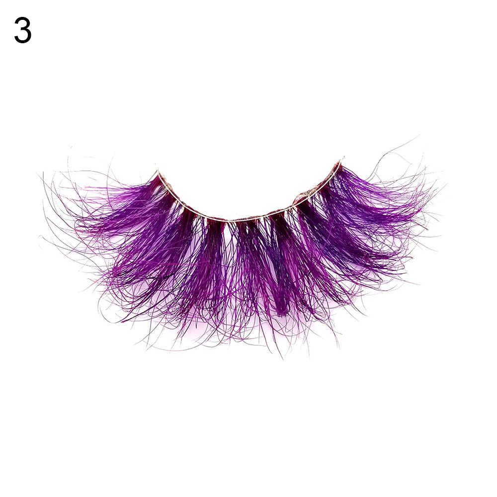1 Pair Red Blue Purple Pink Mix 3D Mink Colored Eyelashes Ombre Vegan Strip Lashes Natural Dramatic Fluffy Colourful