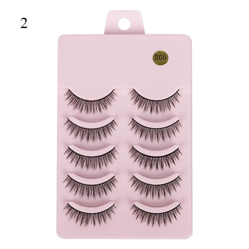 4/5Pair False Eyelashes Handmade Mink Cross Long 3D Winged Eyelash End Eye Elongated Lash Extension Natural