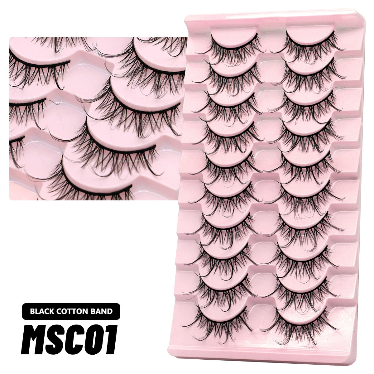 5/10 Pairs Natural False Eyelashes Manga Lashes Fluffy Soft Wispy Cosplay Lash Extension Faux Eyelashes
