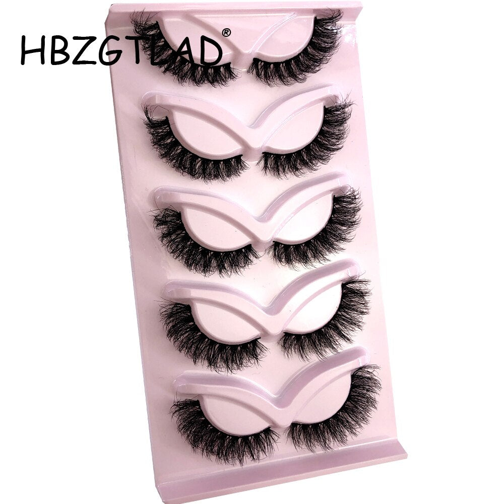 False Eyelashes Cat Eye Wispy end elongated Thick Mink Lashes Fluffy Short Natural Fake Lashes 5 Pairs