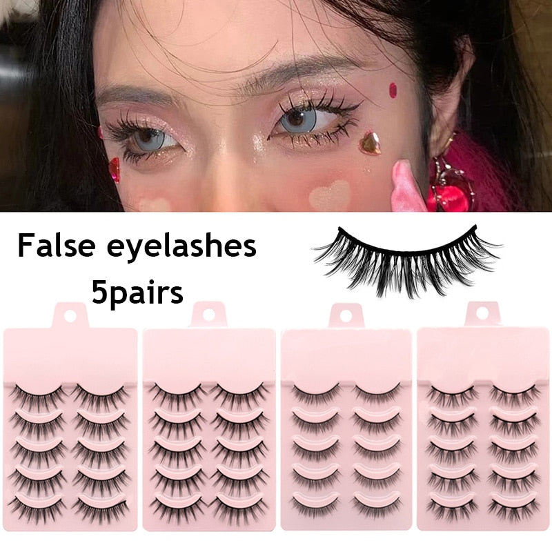 5 Pairs 3d Faux Mink Manga Lashes Little Devil Fairy 3D False Eyelashes Natural Lash Extension