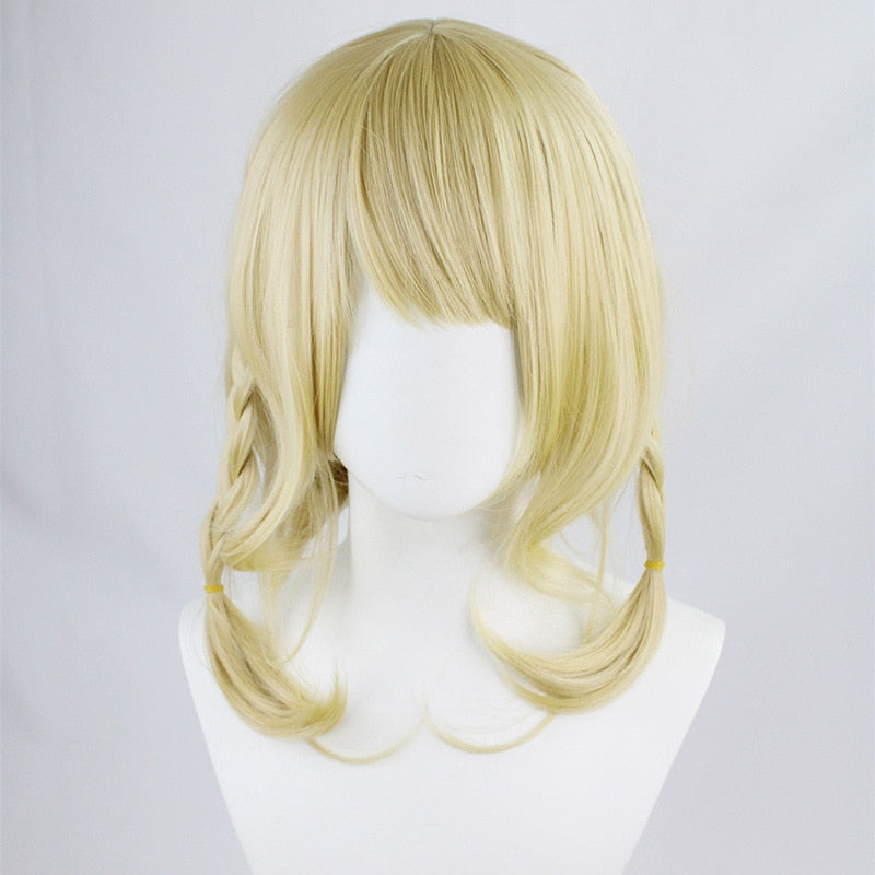 Game King Glory Cosplay Light Blonde Wig Anime Short Curly Hair Lady Halloween Party Heat Resistant Synthetic Wig + Wig Cap