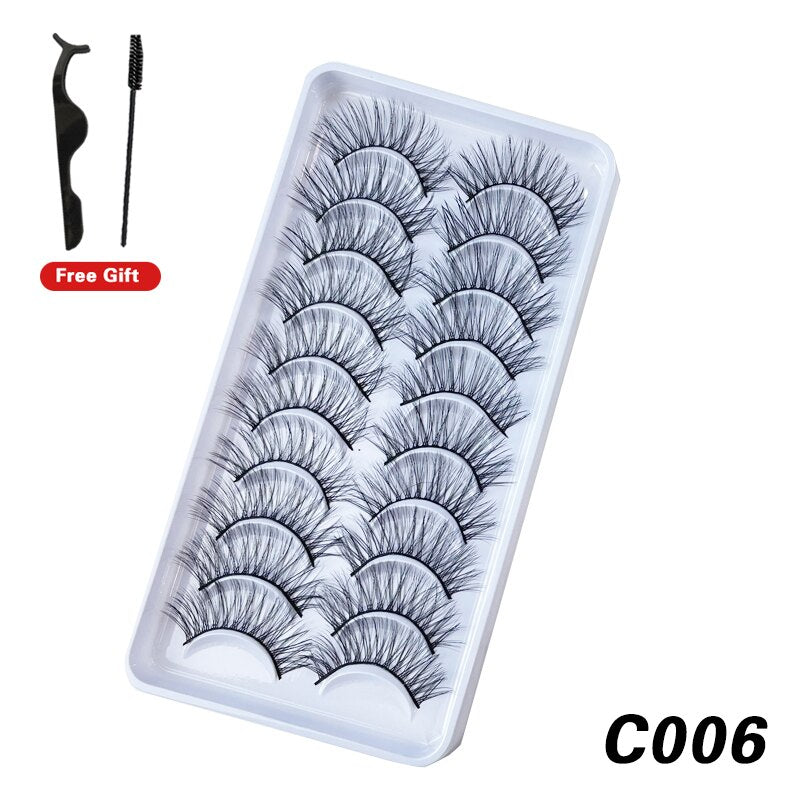 10Pairs 3D Faux Mink Lashes Natural Long Short Full Strip Lashes Soft Plump Eyelashes Extension