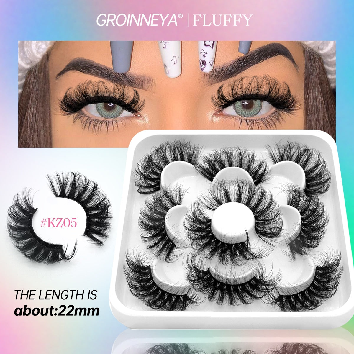 5/7 Pairs Fluffy Mink Lashes Faux Mink Eyelashes Long Lasting EyelashesDramatic Volume lashes Extension Thick Long