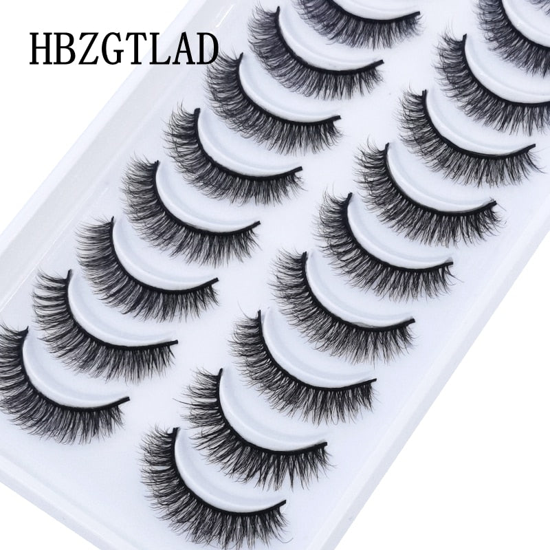 10 pairs Eyelashes 3D Natural False Lashes Fluffy Soft Cross Fake Lashes Wispy Natural