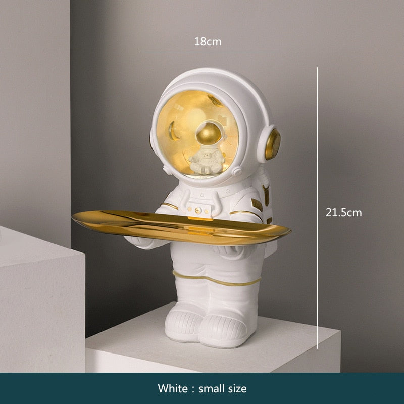 Creative Astronaut Statue Storage Tray Nordic Home Decor Desk Storage Astronaut Figurine Living Room Table Decor Key Storage