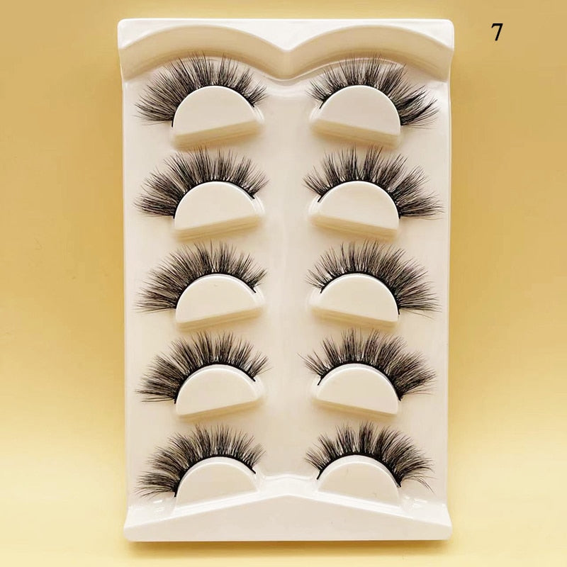 4/5Pair False Eyelashes Handmade Mink Cross Long 3D Winged Eyelash End Eye Elongated Lash Extension Natural