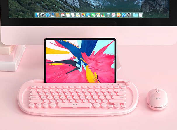 Mini Round Keycap Wireless Keyboard Bluetooth Three-mode Keyboard for Ipad PhoneTablet Laptop PC Keyboard for Android Ios Window