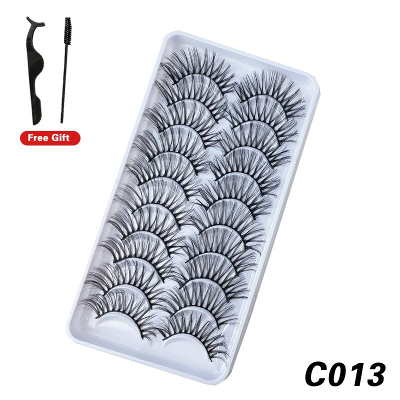 10Pairs 3D Faux Mink Lashes Natural Long Short Full Strip Lashes Soft Plump Eyelashes Extension