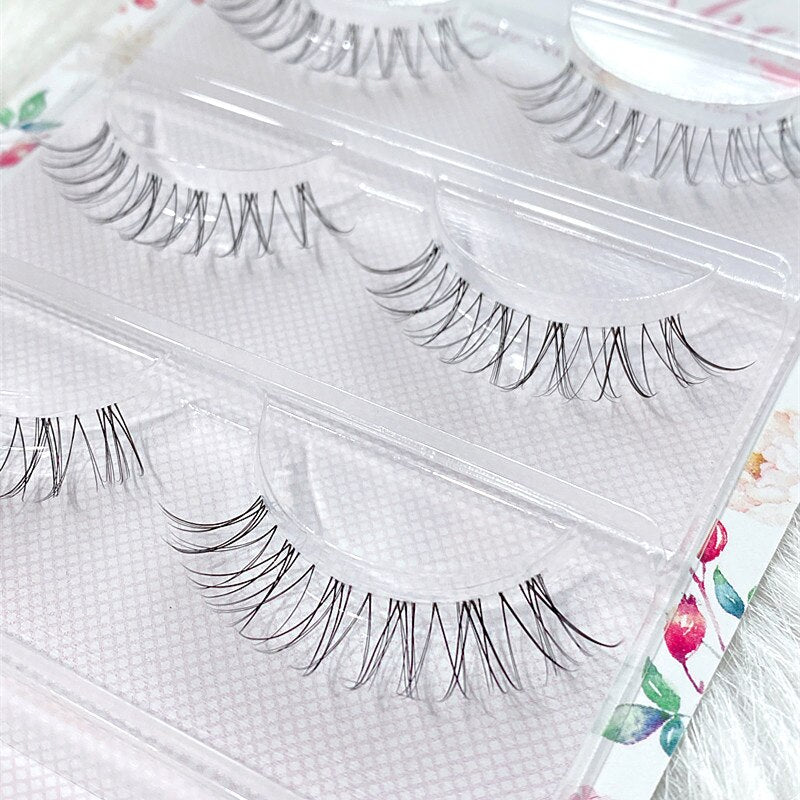 5 pairs short Mink Lashes 3D Mink Eyelashes Invisible Band Natural Black Mink False Eyelash Full Strip Reusable