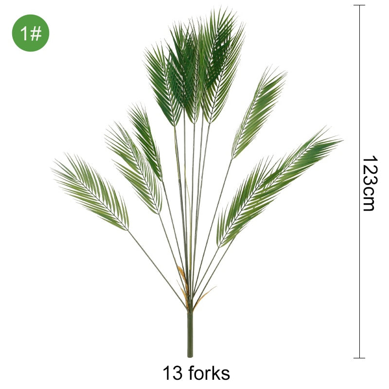 Green Artificial Palm Leaf Plastic Plants Tropical Tree Branch Fake Plants Jungle Home Garden Decor Wedding Decoration