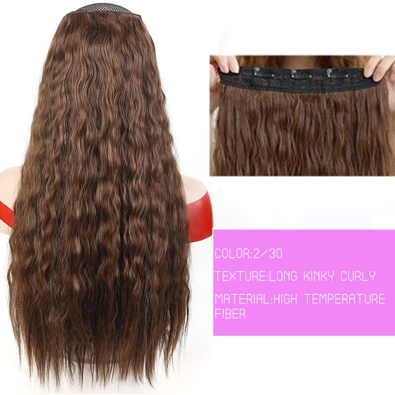 Synthetic Hair Fake Hair Extensions Clip Hairpiece V-Shaped Half Wig Natural Wavy Extension False Strands On Hairpins Women