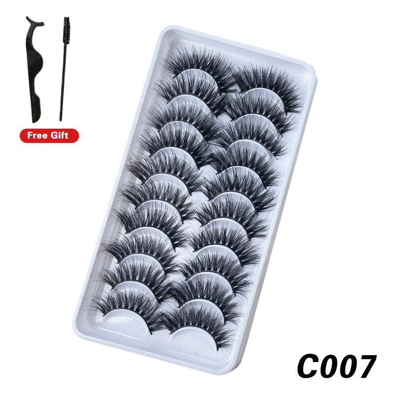 10Pairs 3D Faux Mink Lashes Natural Long Short Full Strip Lashes Soft Plump Eyelashes Extension