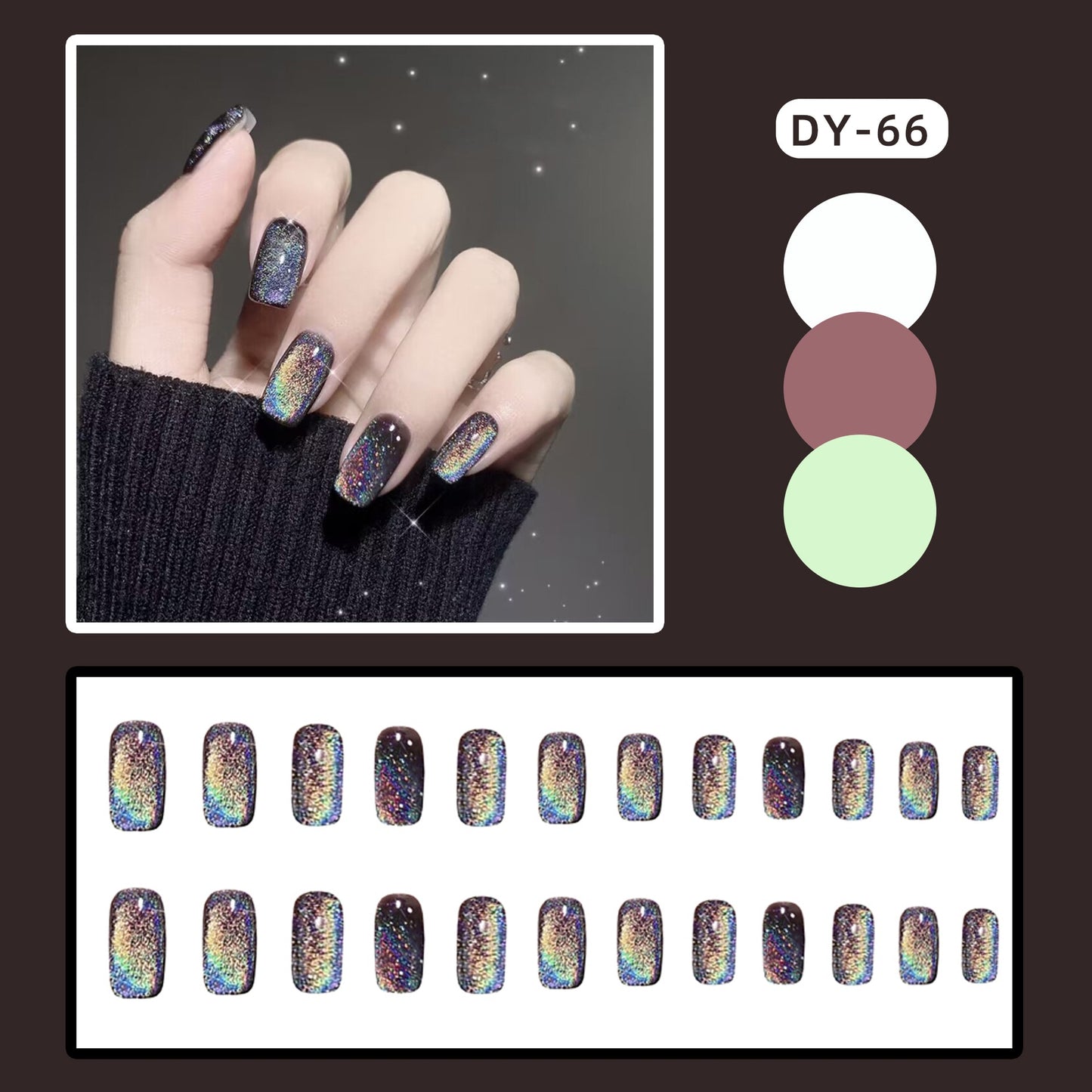 24pcs Cat Eye False Nail Deep Blue Color Fake Nail Tips Full Cover Nail Art Long Coffin Ballet Press on Nail Manicure Nail Tips