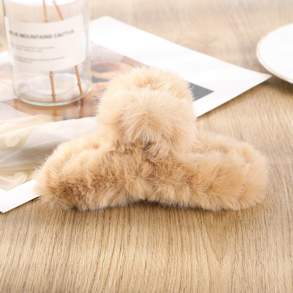 Big Rose Red Hair Clips Winter Plush Soft Popular Hair Catch Cute Warm Hair Accessories y2k Accessories Handmade