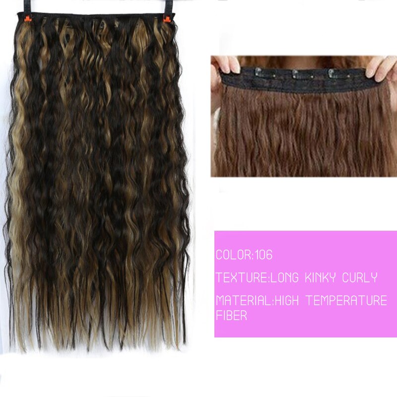 Synthetic Hair Fake Hair Extensions Clip Hairpiece V-Shaped Half Wig Natural Wavy Extension False Strands On Hairpins Women