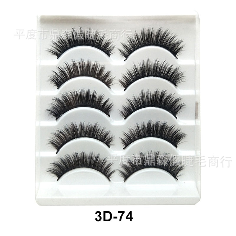 3D Mink Lash Natural False Eyelashes Faux Mink lashes 5Pair False Eyelash Reusable Thick Long Cilia