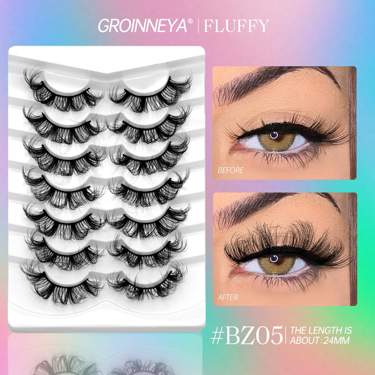5/7 Pairs Fluffy Mink Lashes Faux Mink Eyelashes Long Lasting EyelashesDramatic Volume lashes Extension Thick Long