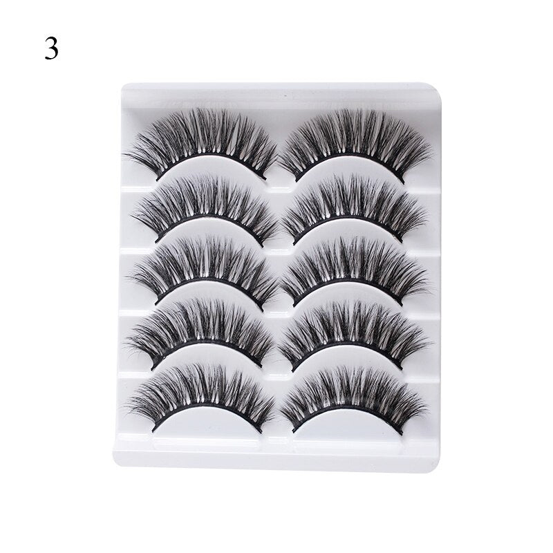 3D Mink Lash Natural False Eyelashes Faux Mink lashes 5Pair False Eyelash Reusable Thick Long Cilia