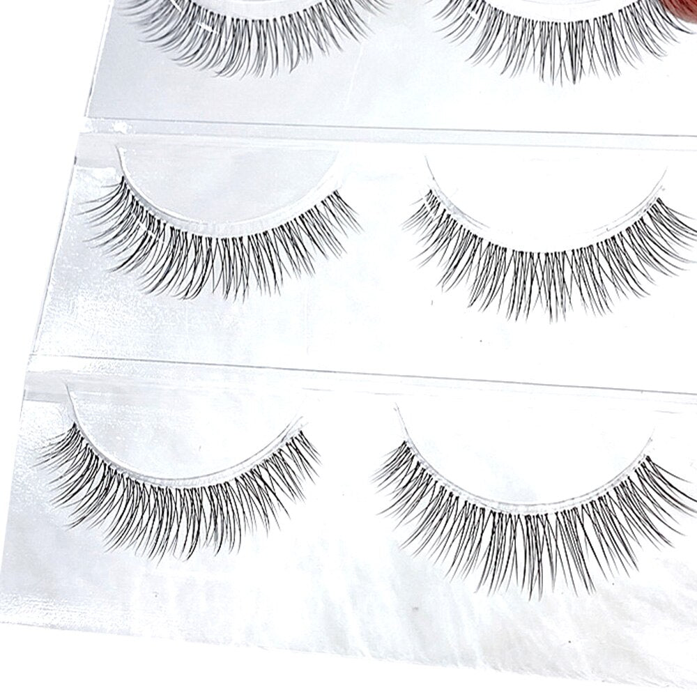 5 pairs short Mink Lashes 3D Mink Eyelashes Invisible Band Natural Black Mink False Eyelash Full Strip Reusable