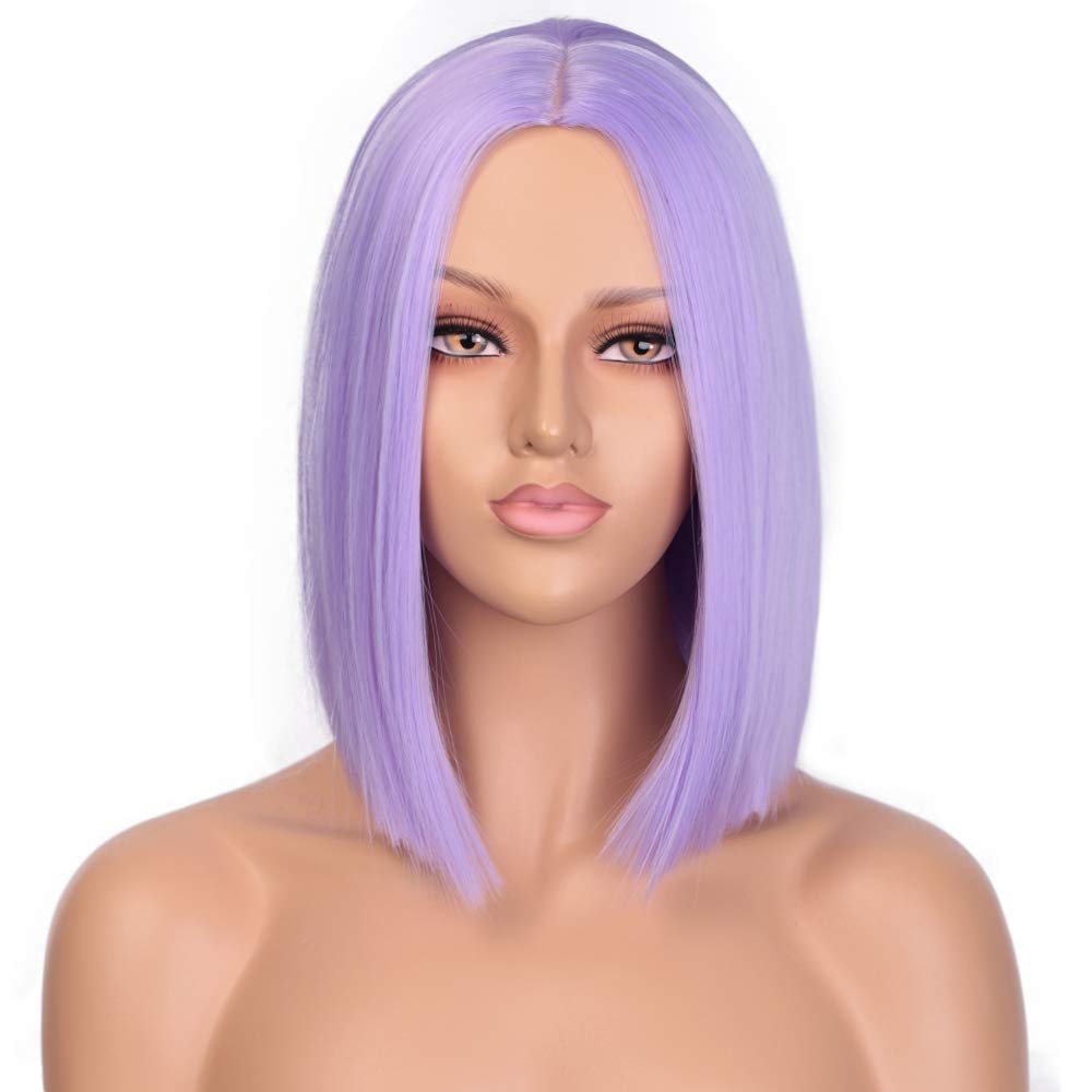 Synthetic Ombre Orange Wig Short Straight Middle Part Bob Wig Natural Yellow/Red Wigs Heat Resistant Fiber