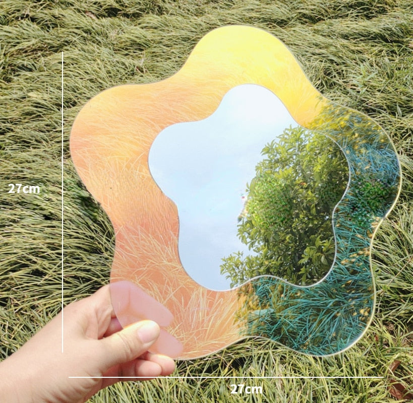 Acrylic Large Flower Colorful Mirror Living Room Home Decorative Wall Mirror Bedroom Table Standing Make-up Mirror