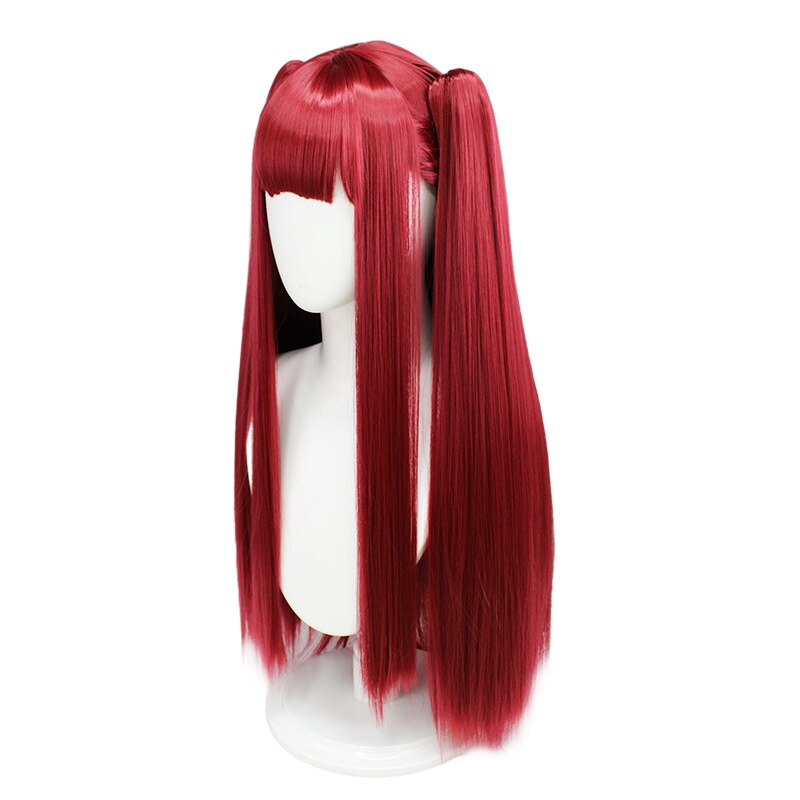 Anime Dressing Doll Falling in Love Kitagawa Dream Little Devil Cosplay Wig Wine Red Long Double Ponytail Clip Synthetic Wig