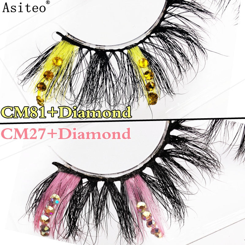 25mm Fluffy Diamond Ombre Colored Mink Lashes 5D Natural Volume Colorful Vegan Eyelashes Makeup
