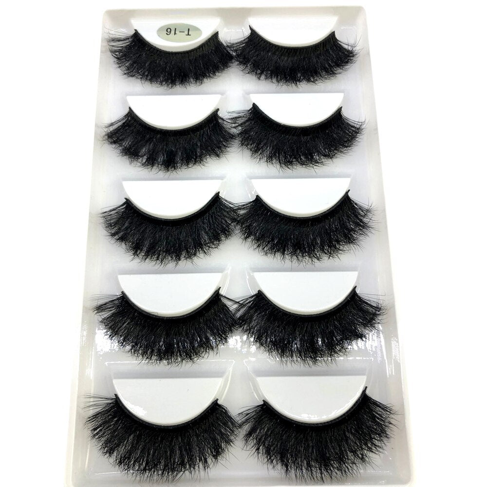 False Eyelashes Cat-Eye Fluffy Faux Mink Lashes 8D Wispy Lashes 5 Pairs Pack Dramatic Long Thick Volume Eyelashes