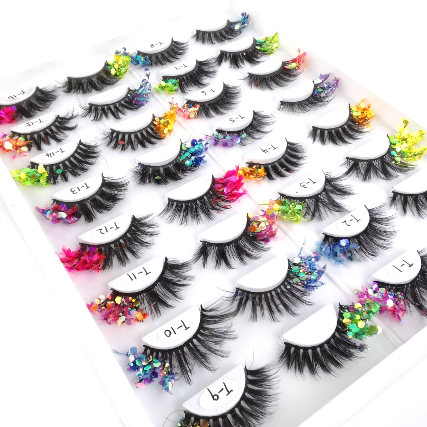 Fake Eyelashes with Color Fluorescence with Sequins False Lashes Colorful Eyelashes Dramatic Fake Lash