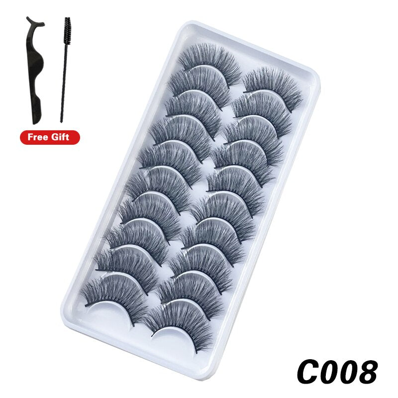 10Pairs 3D Faux Mink Lashes Natural Long Short Full Strip Lashes Soft Plump Eyelashes Extension