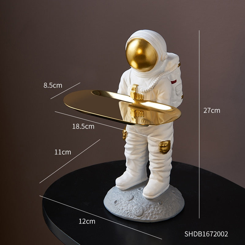 Creative Astronaut Statue Storage Tray Nordic Home Decor Desk Storage Astronaut Figurine Living Room Table Decor Key Storage