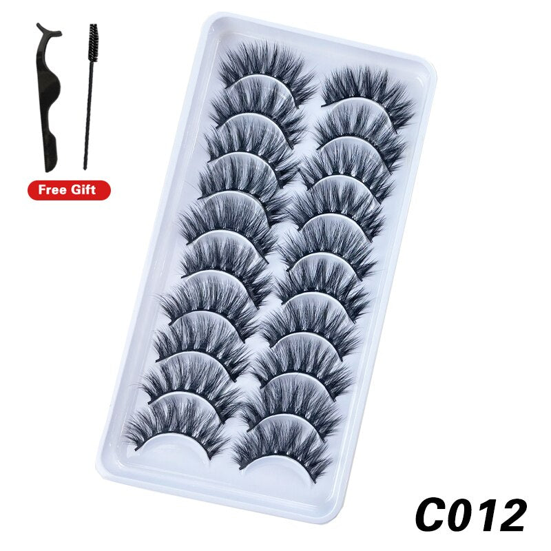 10Pairs 3D Faux Mink Lashes Natural Long Short Full Strip Lashes Soft Plump Eyelashes Extension