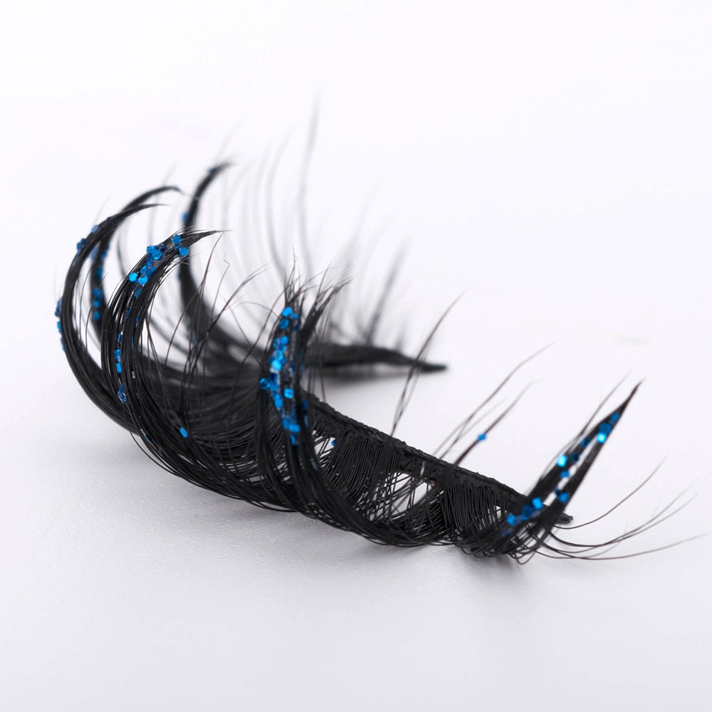Luminous Dramatic glitter colored lashes Russian volume faux mink strip lashes party sequins false lashes