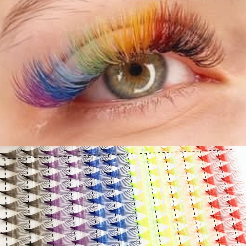 Pointy Base 10D Color Premade Volume Fans Lash Extensions Ready Russian Volume Colored Eyelashes