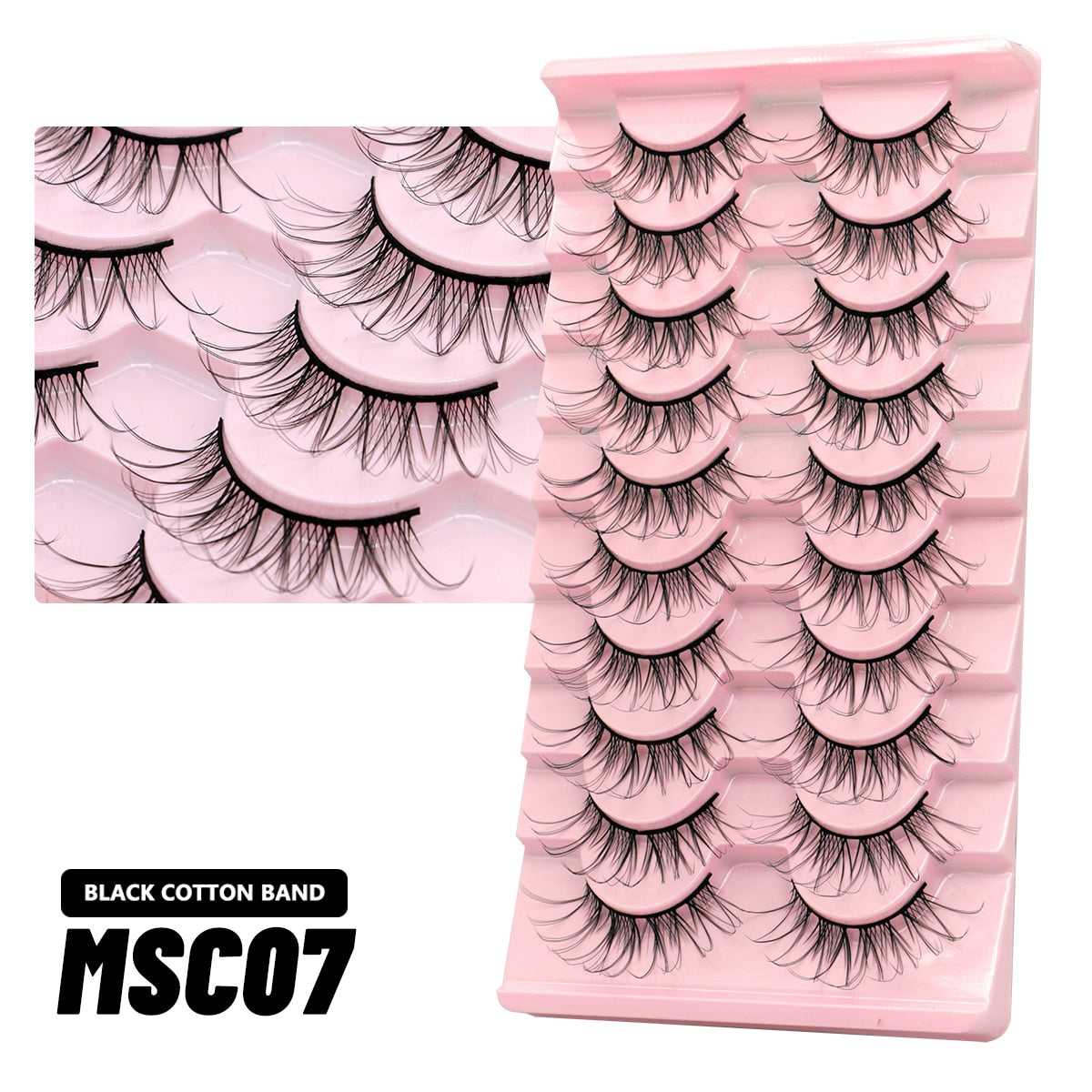 5/10 Pairs Natural False Eyelashes Manga Lashes Fluffy Soft Wispy Cosplay Lash Extension Faux Eyelashes