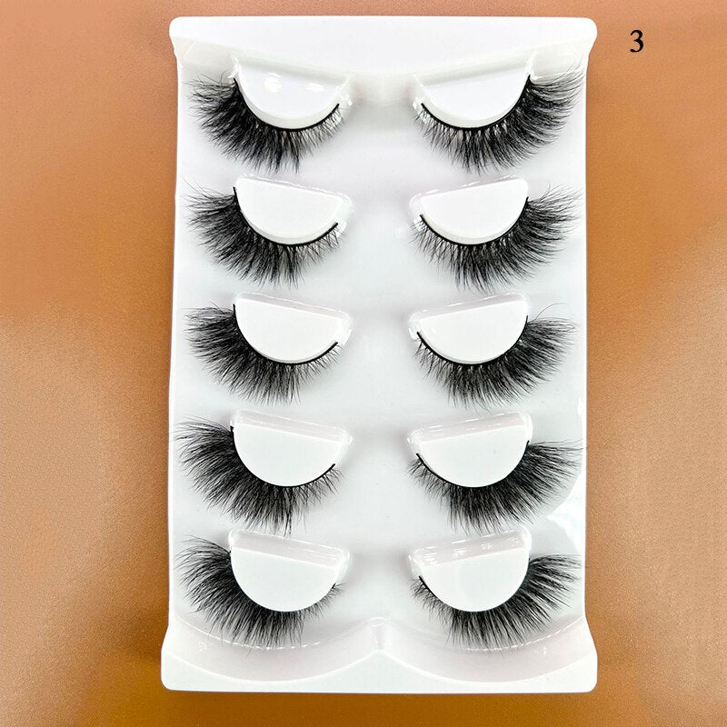 4/5Pair False Eyelashes Handmade Mink Cross Long 3D Winged Eyelash End Eye Elongated Lash Extension Natural