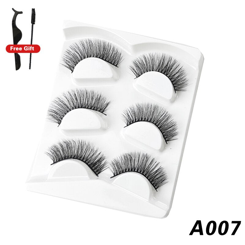 3Pairs 3D Mink False Lashes Faux Cils Natural Fluffy Dramatic Volume Eyelashes Crisscross Soft Eyelash Extension