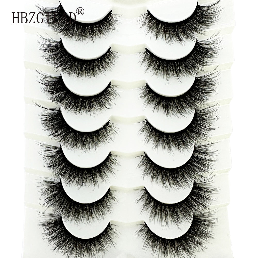 7Pairs Eyelashes 3D Mink Lashes Fluffy Soft Wispy Volume Natural long Cross False Eyelashes Eye Lashes Reusable