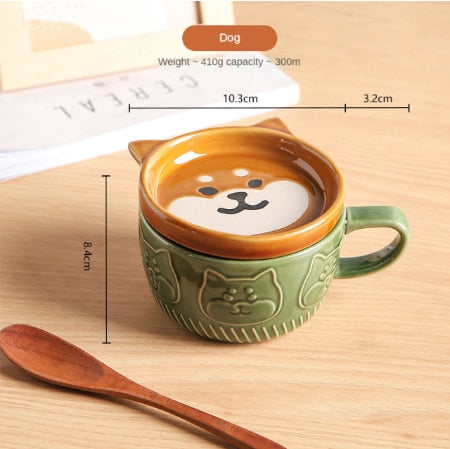 Japanese ceramic cartoon cat mug cute breakfast mug milk mug creative coffee mug with lid couple cup filiżanka porcelanowa