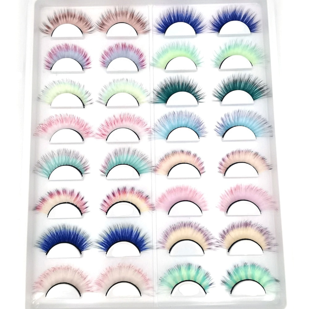 Gradient False Lashes Ombre Natural Long Colorful Eyelashes Fake LashColored Lashes