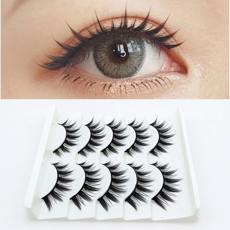 5 Pairs 3d Faux Mink Manga Lashes Little Devil Fairy 3D False Eyelashes Natural Lash Extension