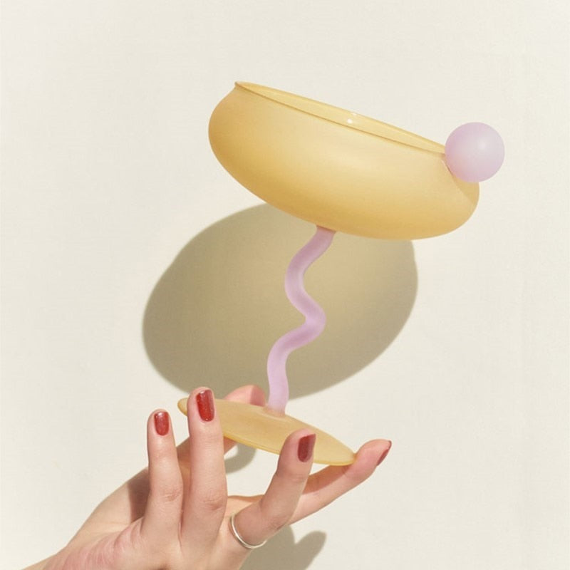 Wine Glass IG Jelly Beans Twist Goblet Frosted Glass Cup Cereal Bowl Glasses Champagne Glass