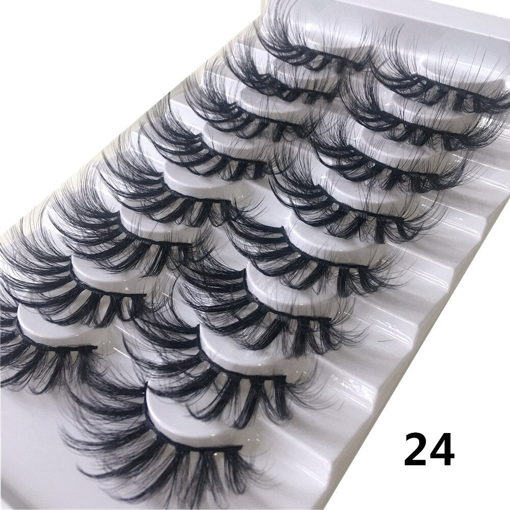 8pairs eyelashes fake lashes long eyelash 25mm mink lashes fluffy dramatic false eyelashes