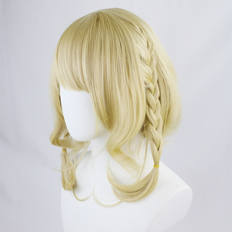 Game King Glory Cosplay Light Blonde Wig Anime Short Curly Hair Lady Halloween Party Heat Resistant Synthetic Wig + Wig Cap