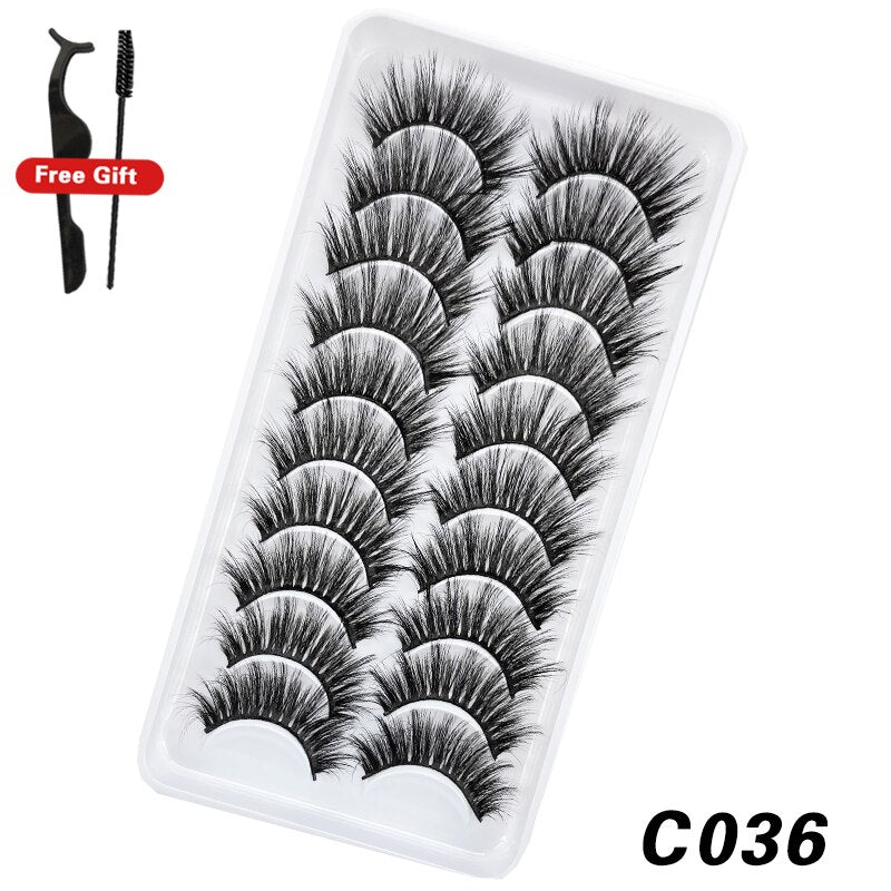 10Pairs 3D Faux Mink Lashes Natural Long Short Full Strip Lashes Soft Plump Eyelashes Extension